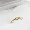 Cluster Rings 925 Sterling Silver 14K Gold Color Ring Green Agate Zircon Finger Stacking Fashion For Women Luxury Vintage Jewelry