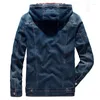 Männer Jacken Herbst Jacke Männer Military Jeans Mit Kapuze Einreiher Denim Mantel Windjacke Baumwolle Chaquetas Hombre M-4XL