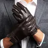 Перчатки с пятью пальцами, осень-зима, перчатки из 100% натуральной овчины, мужские варежки для вождения, теплые мужские ветрозащитные перчатки с сенсорным экраном