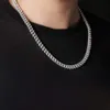 Collier Hiphop en argent Sterling pour hommes, Baguette Fine en diamant, entièrement Vvs Moissanite, chaîne à maillons cubains, 8mm, 10mm, 12mm