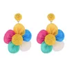 New Korean Flower Stud Earring Lafite Handwoven Earrings Christmas Girl Love Gift Earrings Wedding Party Charm Earrings