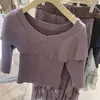 Suéteres de mujer Neploe manga de burbuja todo-fósforo Top largo estilo japonés volante cuello jersey de punto 2023 primavera Color sólido fresco Pull