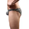 Cuecas masculinas roupa interior leopardo impressão qucik-seco sexy mens briefs respirável deslizamento cueca masculino calcinha cintura baixa gay