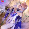 Genshin Etki Cosplay Costume Sangonomiya Kokomi Peruklar Seksi Kadınlar Giyim Kıyafet Üniforma Anime Anime Cadılar Bayramı Karnaval Kostümleri Cosplay