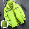 السترات للرجال عاكس سترة مقاومة للماء ودافئة مع الصوف القابل للتشويش Linner 3 في 1 Hi Vis Windproof Workwear Men for Winter L-7XL