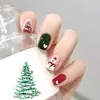 False Nails 24PCS Christmas Tree Design Fake Cute Acrylic Art Stick On Full Cover Snowman For Women