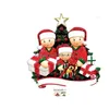 Kerstversiering Kerstversiering Hanger Gepersonaliseerde Sneeuwpop Familie Legering Metaal Hangend Ornament Diy Naam Zegen Jaar Ho Dhjzp