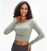 lulus luyogasports lu-01 Yoga-Sport-BH für Damen, Fitnessstudio, Fitnesskleidung, langärmeliges T-Shirt, gepolstert, halbe Länge, schmales, sportliches Workout-Top D3