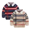 Pullover Dzieci Ubrania zimowe ciepłe top 2-8y chłopiec z długim rękawem Sweter Knitted Gentleman Kids Kid