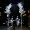 Hair Clips Fashion Handmade Lace Feather Hairclips Tassel Beaded Bridal Head Flower Fairy Dream Headwear