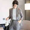 Women's Two Piece Pants Advanced Suit Set Autumn Sequin Design With A Waist Closure And One Button Female Professional Formal Of 2