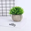 Dekorativa blommor kransar konstgjorda växt runt gräs med grå potten inomhus och utomhus falska växter plast för husets kontorsskrivbord sovrum