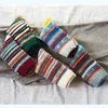 Men's Socks Winter Thick Warmth Harajuku Retro High Quality sStriped Fashion Wool Casual 5 Pair 231101