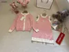 Luxury Dress Suits For Girls Cute Pink Baby Knit Set Size 100-150 Diamond Logo Knit Cardigan and Sleeveless Dress Nov05