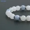 Strand MHS.SUN Charm Wit Natuursteen 8MM Kralen Handgemaakte Armband Voor Mannen Roestvrij Staal Healing Elastisch Geluk Vrouwen Sieraden