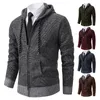 Mens Wool Blends Mens trend in autumn and winter plus velvet padded knit cardigan sweater coat 231102