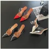 Slippers Summer Pointy Heart Transparent Strap Women Sandals Shoes Hollow Clear Slides Slip On Pumps Solid Color Stiletto Heels