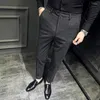 Garnitury męskie szczupły brytyjskie spodnie w stylu Business Casualne spodnie Mężczyzna solidny Fit High Quality Man Man Formal Wear 36 38