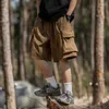 Men's Shorts Three Dimensional Large Pocket Baggy Cargo Summer Retro Casual Elastic Rope Sports Function Day Five-Quarter Pants