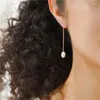 Boucles d'oreilles pendantes DAIWUJAN irrégulière perle d'eau douce goutte pour les femmes en acier inoxydable longue chaîne bijoux de fête de mariage en gros