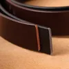 Belts Men No Buckle 3.5cm Width Cowskin Genuine Leather Belt Without Automatic Strap Male Black Brown