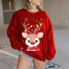 Women's Hoodies Independent Station Ladies Cute Elk 3D Print Christmas Peripheral Personality Long Sleeve Street Crewneck Sweatshirt