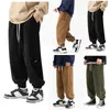 Herenbroek Joggingbroek 2023 Wijde pijpen Losse cargo High Street broek Zakken Effen kleur Casual Baggy Recht