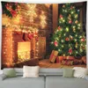 Tapestries Christmas Fireplace Tapestry Xmas Tree Garland Gifts Year Wall Hanging Home Living Room Bedroom Courtyard Decoration Mural 231101