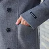 Heren wolmengsels 100 Merino dubbelzijdige jas pak kraag DoubleBreasted handgemaakte lange HighStreet zakelijke top met zak 231102