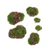 Decorative Flowers 6pcs/Pack Artificial Grass Wood Fake Rock Blocks Green Simulation Stones Mini Garden Decoration Fairy Micro Landscape