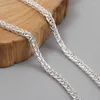 Kedjor äkta S999 Pure Silver Chain for Women 3,5 mm/4,3 mm fyrkantiga vete par passar alla pendellsmän Siilver-halsband 20-28inchl