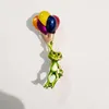 Brooches Pins Fashion Cartoon Funny Balloon Frog Women Colorful Balloons Froggy Cute Animal Badge Jewelry Backpack Clothes Roya22