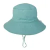 Chapeaux Casquettes Enfants Seau Chapeau Avec Mentonnière Printemps Été Plage Soleil Protection Ronde Top Bébé Cadeau À Large Bord Beau Pêcheur Solide En Plein Air