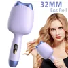 Curling Irons 32MM Egg Roll Hair Waving Iron Purple Curling Wand Professional 2 Barrel Curling Iron Hair Curler Crimper Waver Styling Tools 231102