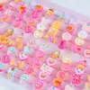 Jewelry 100Pcs/Lot Children Resin Cartoon Lovely Cute Fruit Animal Flower Plant Opening Rings for Kids Boys Girls DIY Jewelry Accessorie 231101
