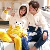 Pyjamas pour hommes unisexe adulte couple pyjamas hommes pyjamas ensemble épaissir femme hiver chaud flanelle mignon animal dessin animé maison pyjam214k