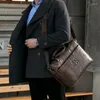 Borsa da lavoro per uomo Borsa da lavoro in pelle a spalla Borsa per laptop da lavoro maschile con motivo coccodrillo retrò autentico