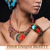 Anhänger-Halsketten, Festival-Choker, Perlen, Statement-Halskette, klobiger bunter Kragen, Modeschmuck, afrikanisches Armband, Bohe-Armband