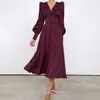 Nouvelle robe de printemps pour femmes, Design Sense Palace, manches lanternes enveloppées pour montrer une fine robe longue de style européen et américain