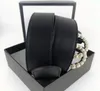Fashion Womens Men Designers Belts Leather Black Bronze Buckle Classic Casual Pearl Belt Width 38cm With Box3000420