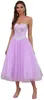 Abiti lunghi da ballo Sweetheart Crystal Lace-up Lunghezza tè Tulle Principessa Ball Gown Plus Size Occasioni formali Abito da sera P03