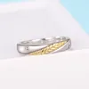 Wedding Rings Huitan Fashion Couple's Ring With Design Two-tone Style Finger Jewelry For Lovers Delicate Female Accessories