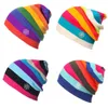 Berets Winter Beanie Hat For Men Women Warm Cozy Knitted Snow Ski Striped Skull Cap Dropship