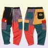 2019 Höfthöftbyxor Vintage Color Block Patchwork Corduroy Cargo Harem Pant Streetwear Harajuku Joggger Sweatpant Cotton Trousers112753128