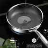 Pans 24/26CM Frying Pan Food Grade 304 Stainless Steel Non Stick Honeycomb Pot Bottom Induction Cooker Gas Stove General Wok