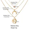 Naszyjniki wiszące vintage warstwowy naszyjnik serdeczny mapa księżyca biżuteria estetyczna akcesoria dla dziewcząt łańcuch na szyi na prezenty ubrania łańcuchy kobiety