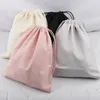 Shopping Bags Cotton Canvas Inner Drawstring Pouch Pink Gray Black Beige Color Gift Packaging Bag Storage For Handbag Accessories