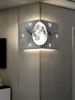 Relojes de pared Esquina Sala de estar Creativo con LED Relojes laterales sin perforación Decoración moderna del hogar 30 cm
