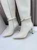 Botas longas de alta qualidade, sola de couro genuíno, abertura 100% com zíper lateral, botas modernas, sola de couro, sapatos femininos, tamanhos 35-41, botas box