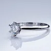Förlora pengarförsäljning Solitaire Silver Color Ring 7mm Sona CZ Diamant Engagement Wedding Rings for Women Ring Storlek 4 5 6 7 8 9